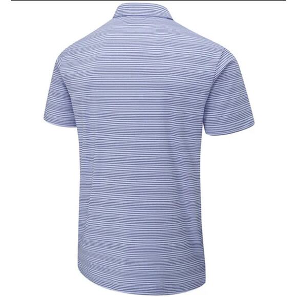 Ping Alexander Striped Golf Polo Shirt Grapemist Oxford Blue Performance - Picture 2 of 6